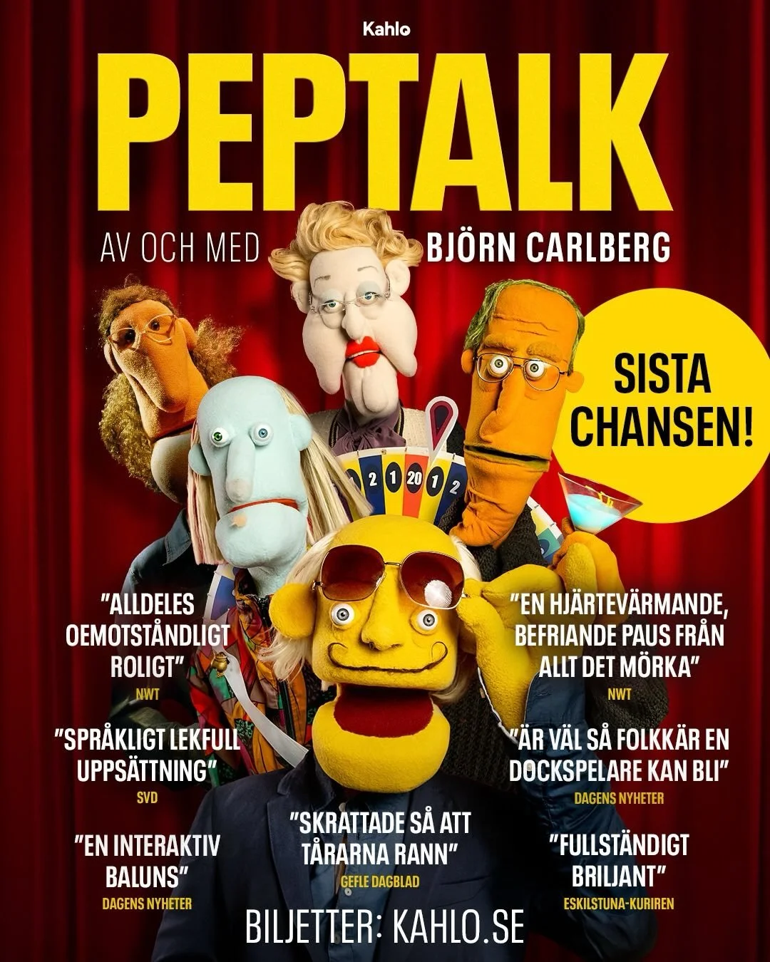 ✨SISTA CHANSEN✨

PEPTALK p&aring; turn&eacute; f&ouml;r sista g&aring;ngen. Pass p&aring;!

16 jan - Stockholm
17 jan - Stockholm
18 jan - Stockholm
24 jan - Sk&ouml;vde
25 jan - Eskilstuna
7 feb - G&ouml;teborg
14 feb - &Ouml;rebro
15 feb - J&ouml;n