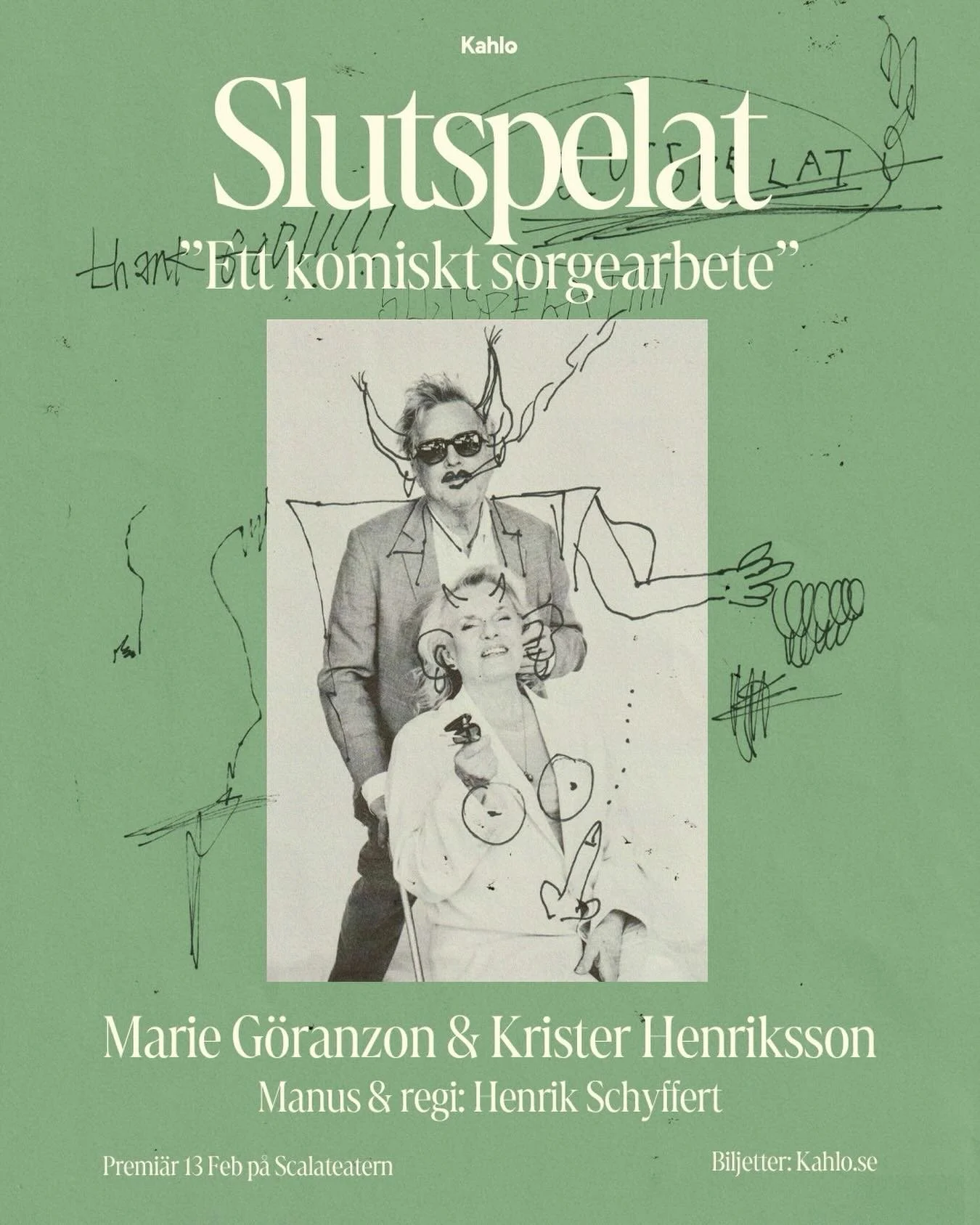 SLUTSPELAT - &Auml;ntligen premi&auml;r!✨

Tack till hela otroliga g&auml;nget. Nu &aring;ker vi!💚💚💚

Sk&aring;despelare: Marie G&ouml;ranzon, Krister Henriksson &amp; Nonni Ardal
Manusf&ouml;rfattare och regiss&ouml;r: Henrik Schyffert
Manus &amp