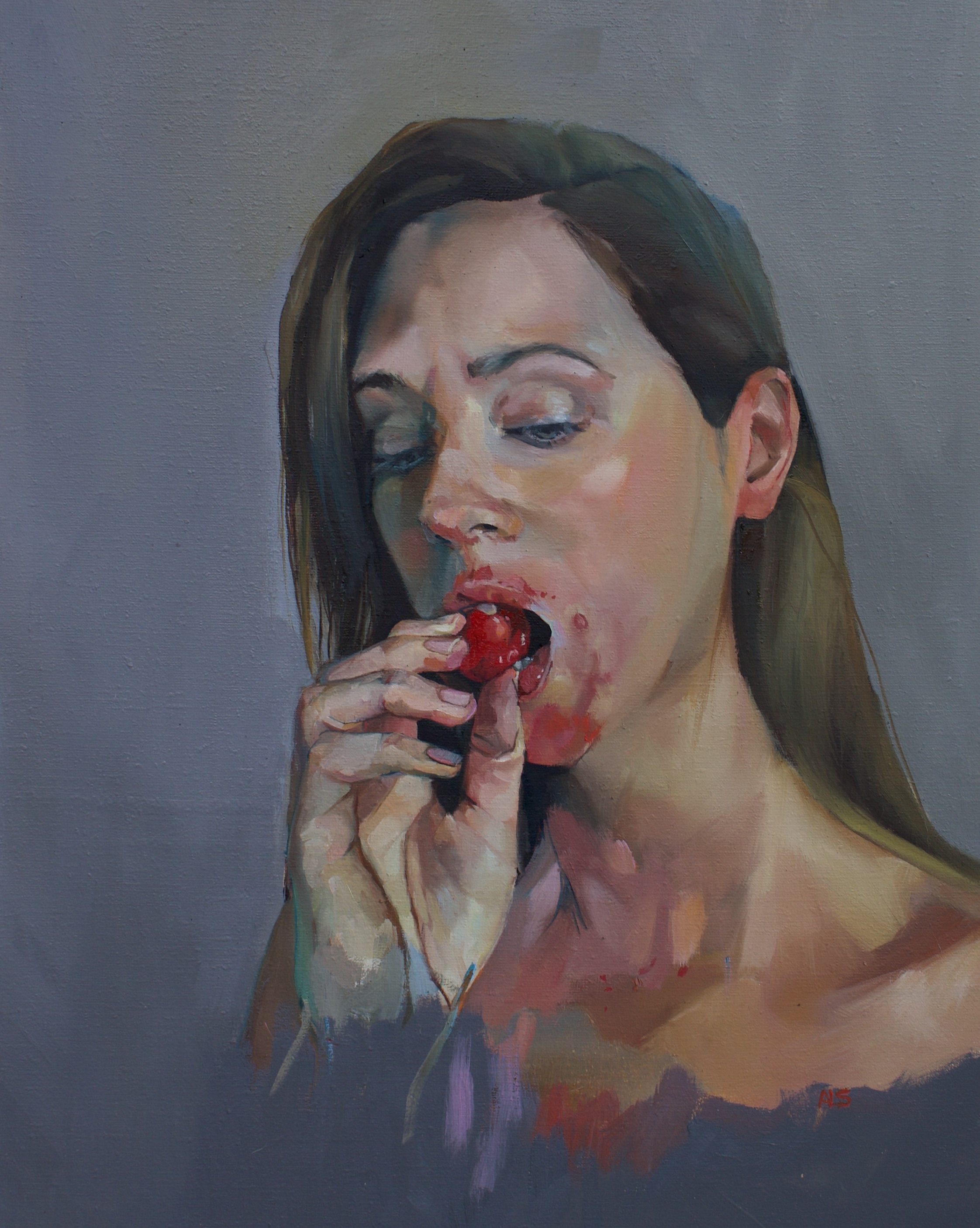 Self Portrait Eating a Strawberry