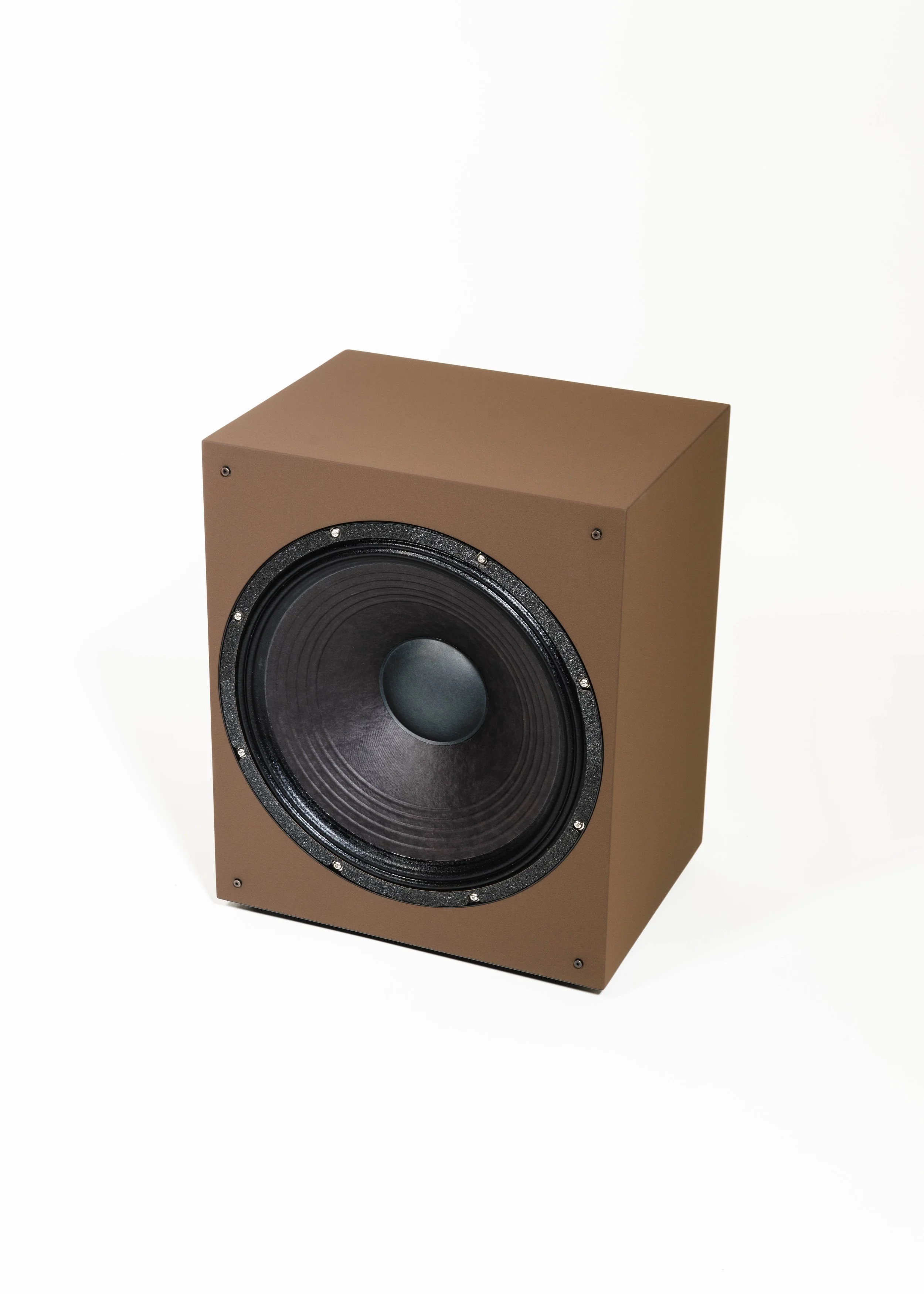 Photo of Zu Method Subwoofer finished in Nextel Brown.