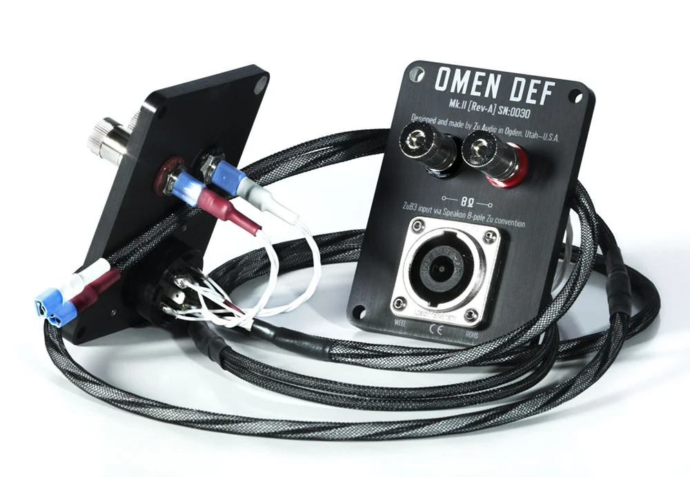 Photo of Zu Omen Def Supreme nameplate and internal cable harness.