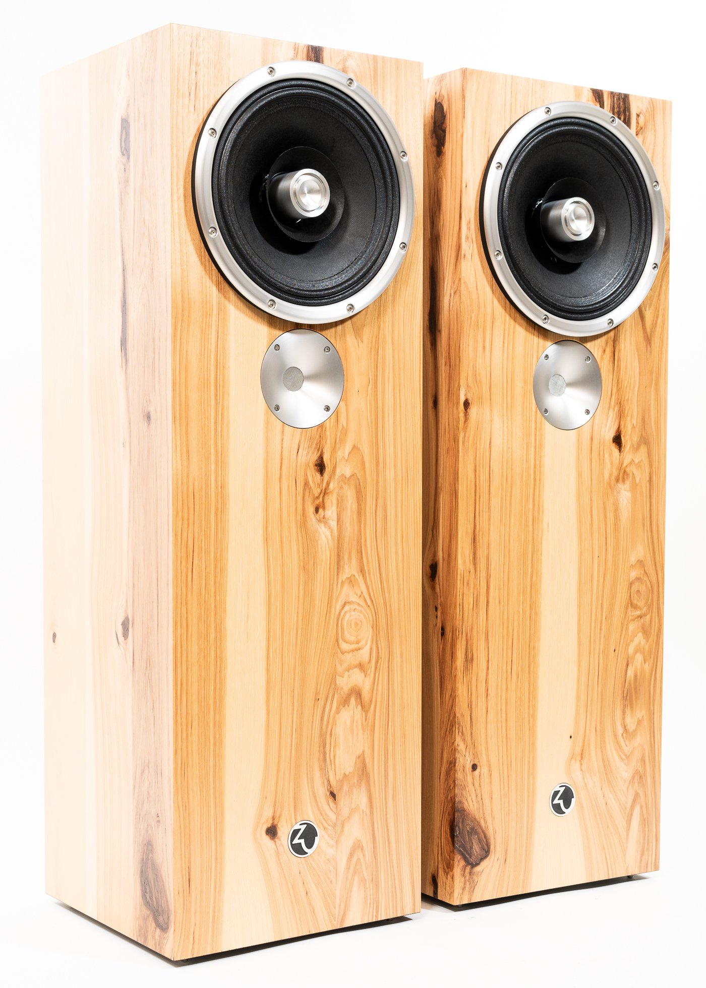 Photo of Zu DW-6 (standard) finished in rustic hickory, matched pair - isometric view.