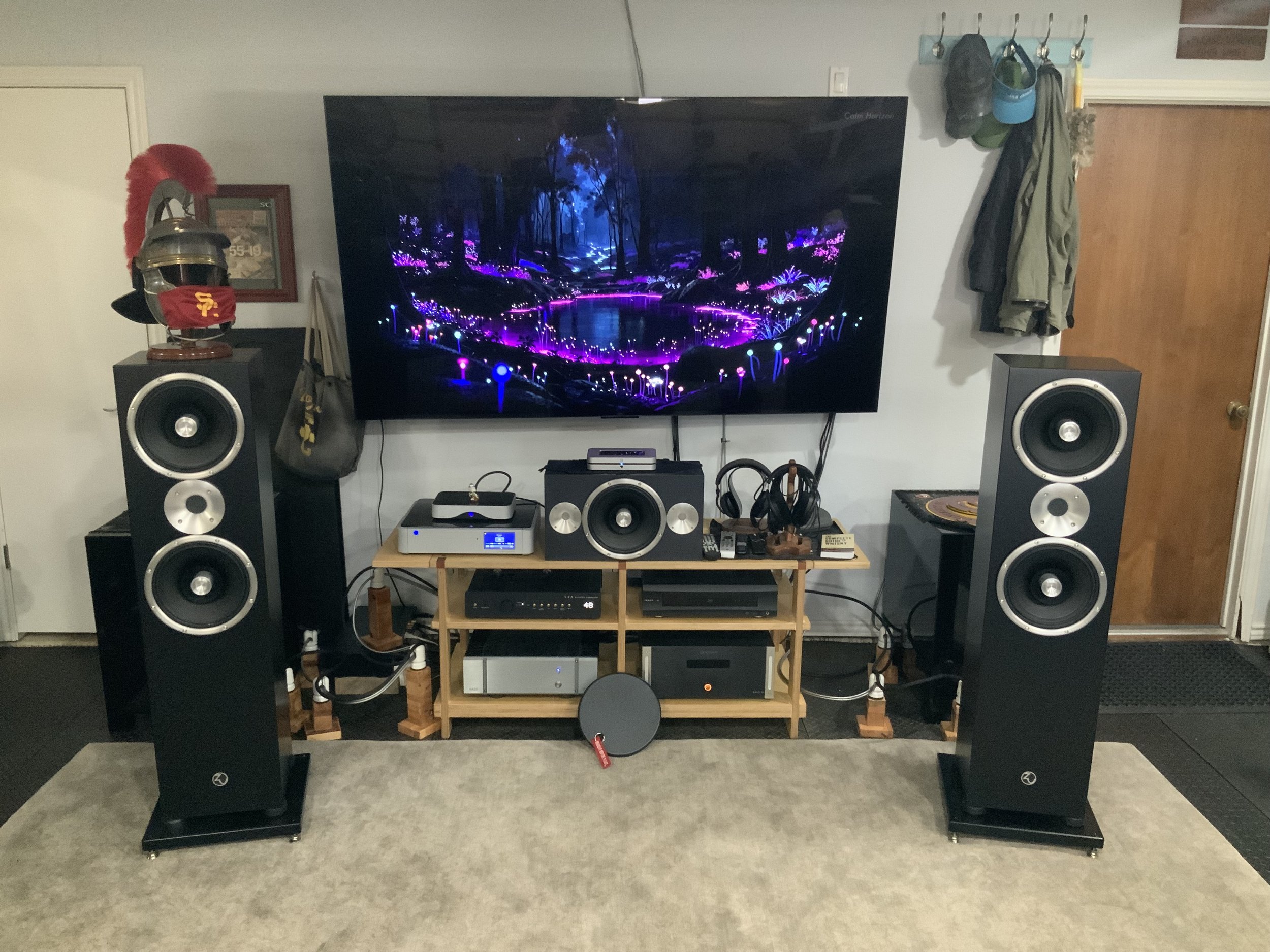 
PS Audio Airstream Streamer - Audio Quest Carbon 48 HDMI to PS Audio Direct Stream DAC - ZU Event XLR to LTA Microzotl tube Preamp - ZU Event RCA to Pass Labs XA 25 Amp - ZU Event LC’s with ZUB3 connectors to ZU Omen Def Supreme Speakers - QED speak
