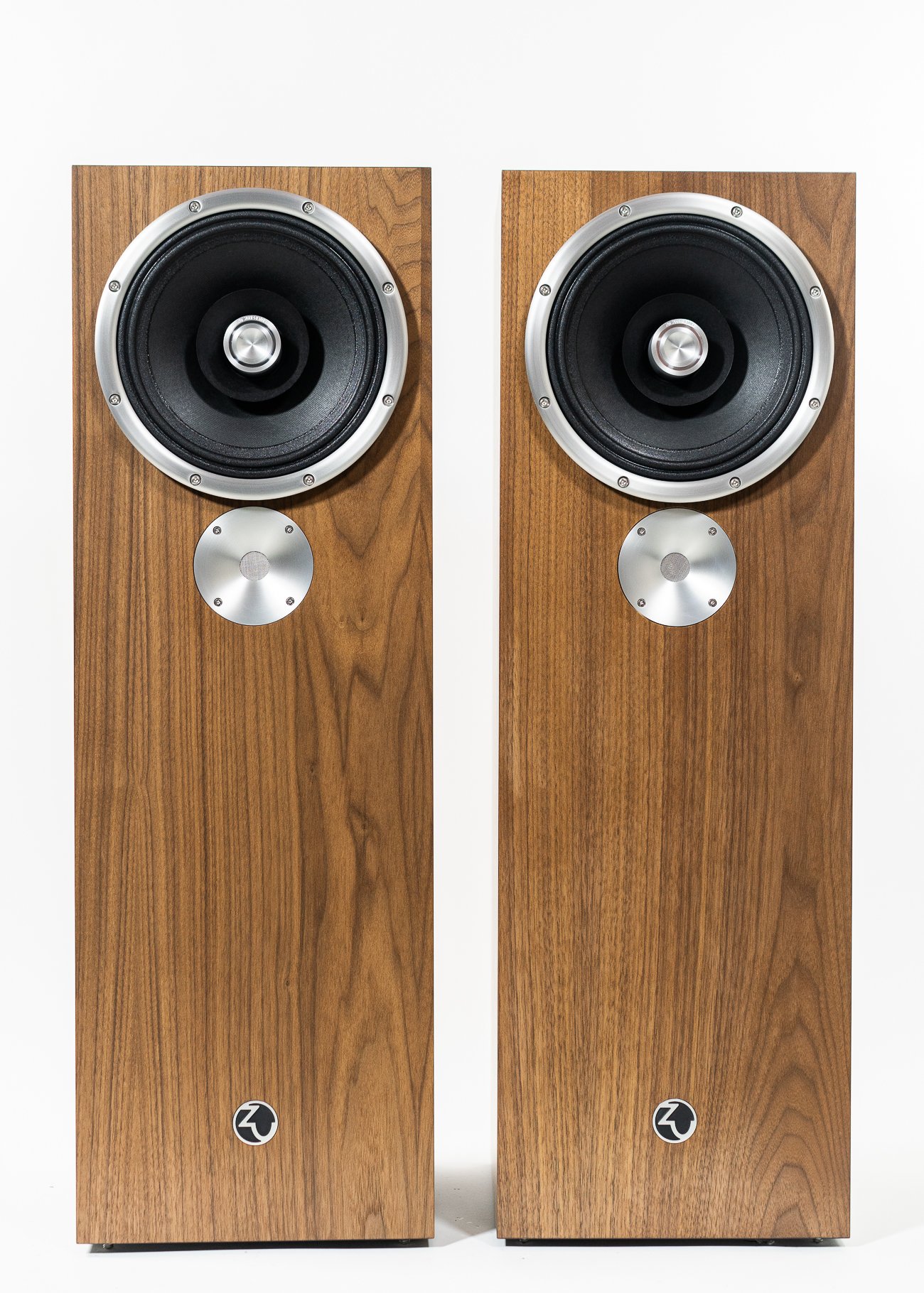 Photo of Zu Dirty Weekend Six loudspeaker finished in American walnut and trimmed in machined aluminum - matched pair.