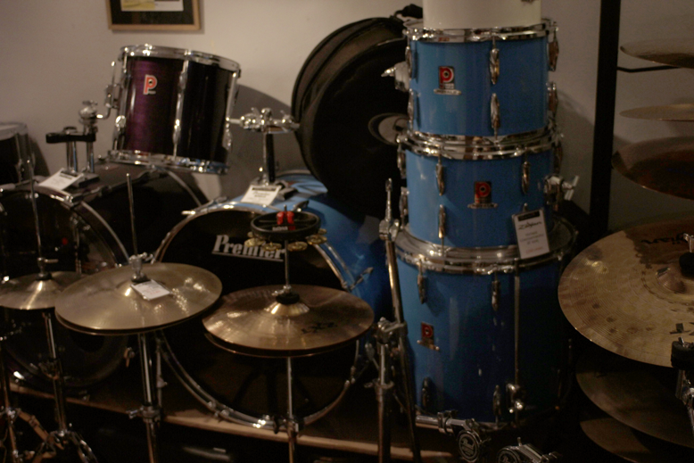  This sky blue Premier kit came to the Drum Vault with a leg smashed into the kick drum before it was fully restored. 