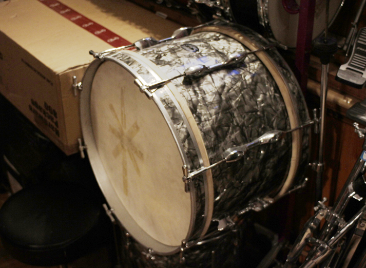  An awesome black oyster pearl John Grey Autocrat kick drum with its original heads 