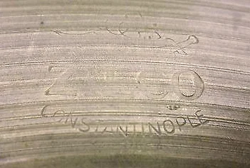 The faded Zilco Constantinople stamp that was used on Zildjian's later Zilco cymbals from about 1930-1950.