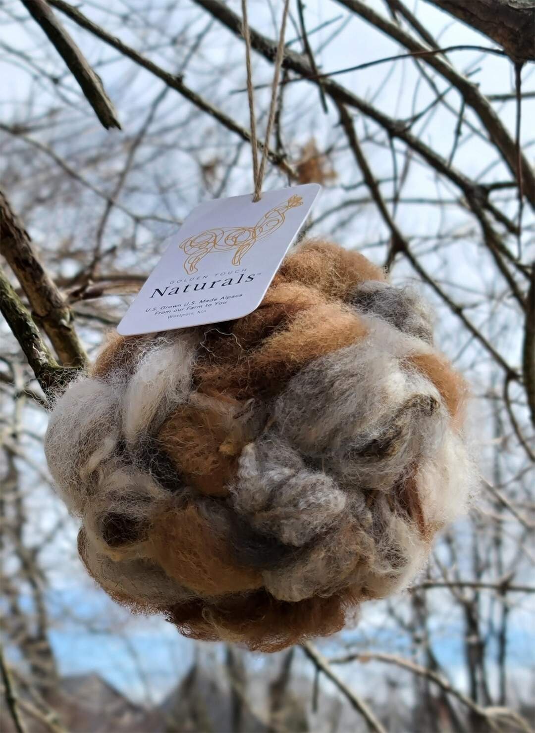 Alpaca Fiber Bird Nester 100% with refill alpaca ready to hang nesting material 