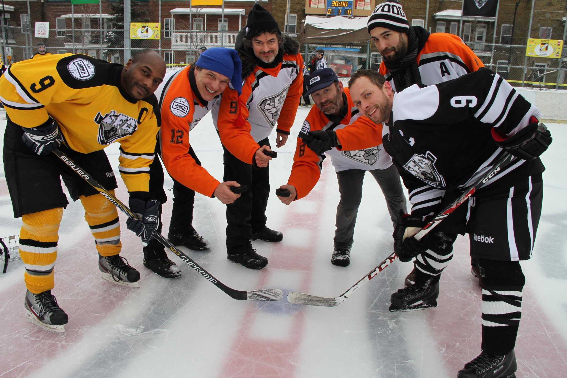 robinson henry,laurent quesnel, jean-françois desbois,paul rosa,jacob poliqin & eric champagne lors de la première classique hivernale de l'histoire de Montréal. (photo frédéric serre)