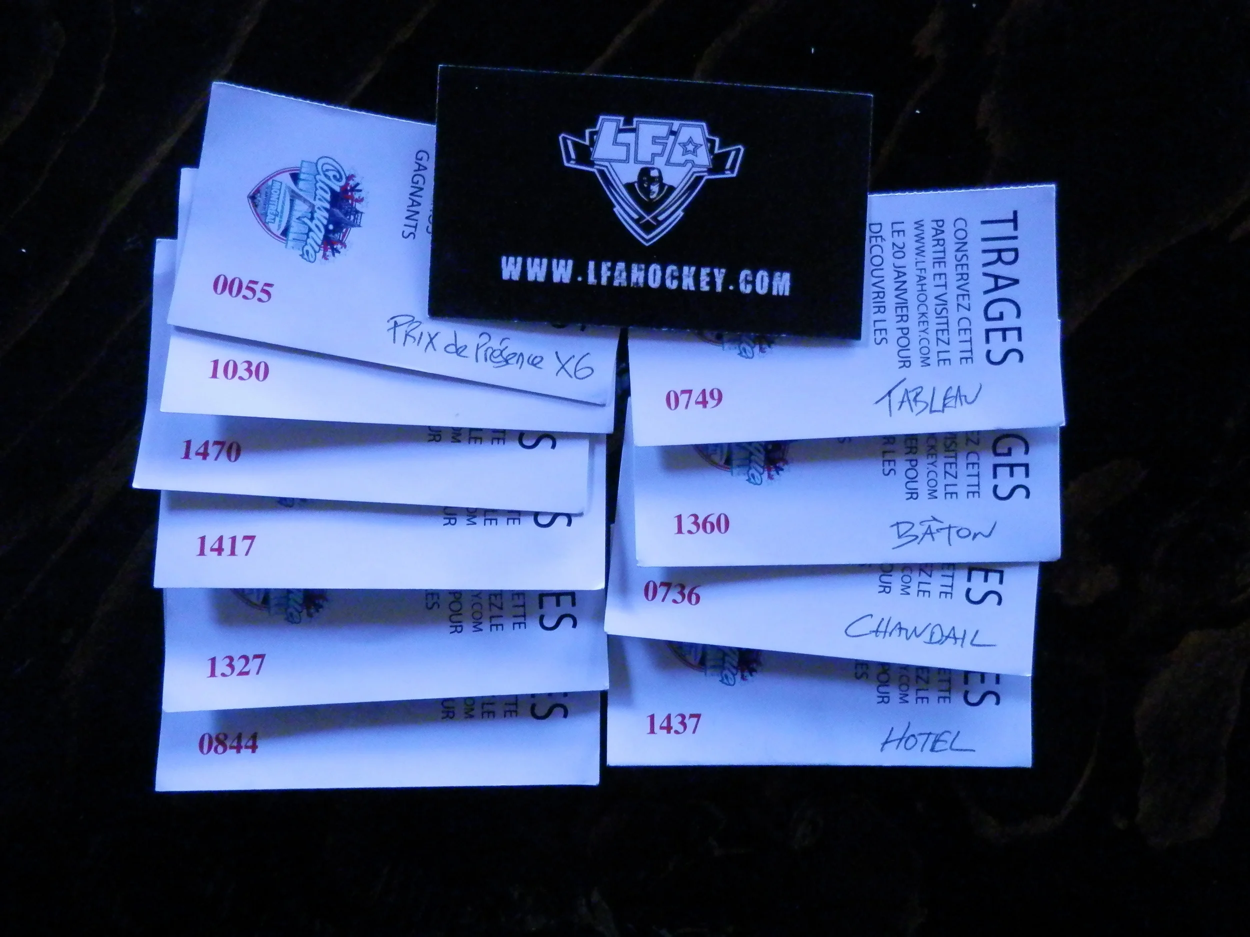  billets gagnants du tirage de la classique hivernale 