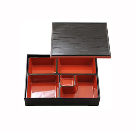 10.25 x 8 Rectangular Red & Black Bento Box w/Lid. — Seito | New York