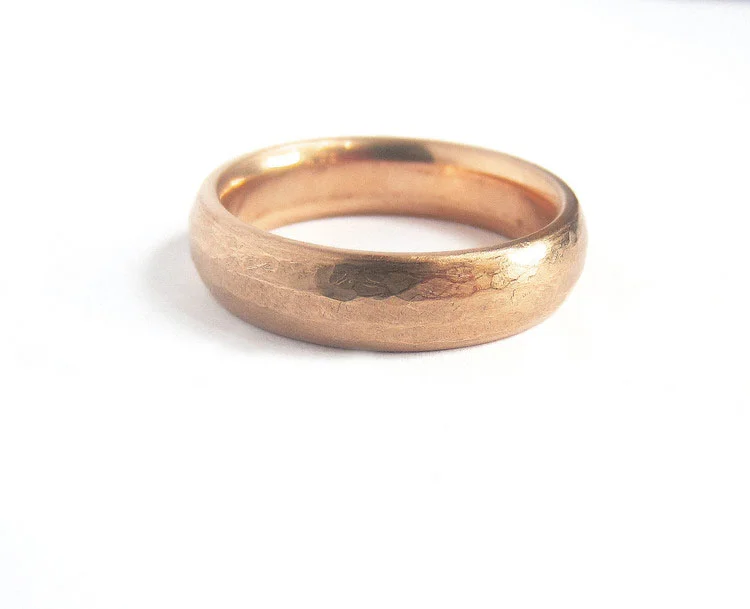 Hand Forged Rose Gold Wedding Band — Quercus Raleigh Custom Engagement Rings