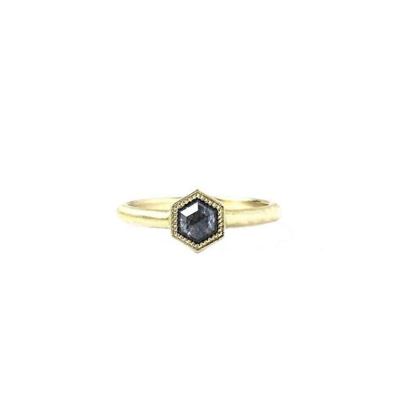 Salt Pepper Hex Diamond Ring Quercus Raleigh Custom Engagement Salt Pepper Hex Diamond Ring