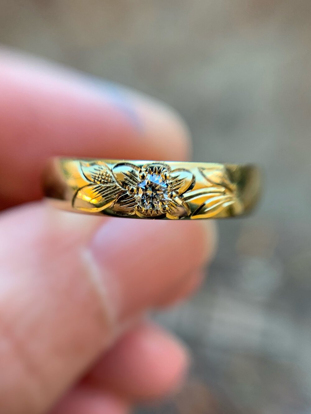 Triple Diamond Blossom Ring — Quercus Raleigh Custom Engagement Rings