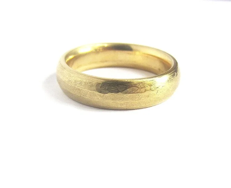 Hand Forged 18k Gold Wedding Band — Quercus Raleigh Custom Engagement Rings - Main Image