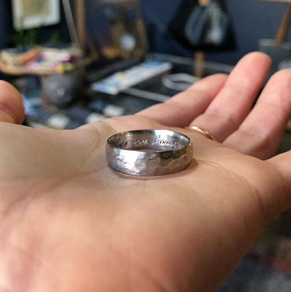 Hammered 18k Yellow Gold Wedding Band — Quercus Raleigh Custom