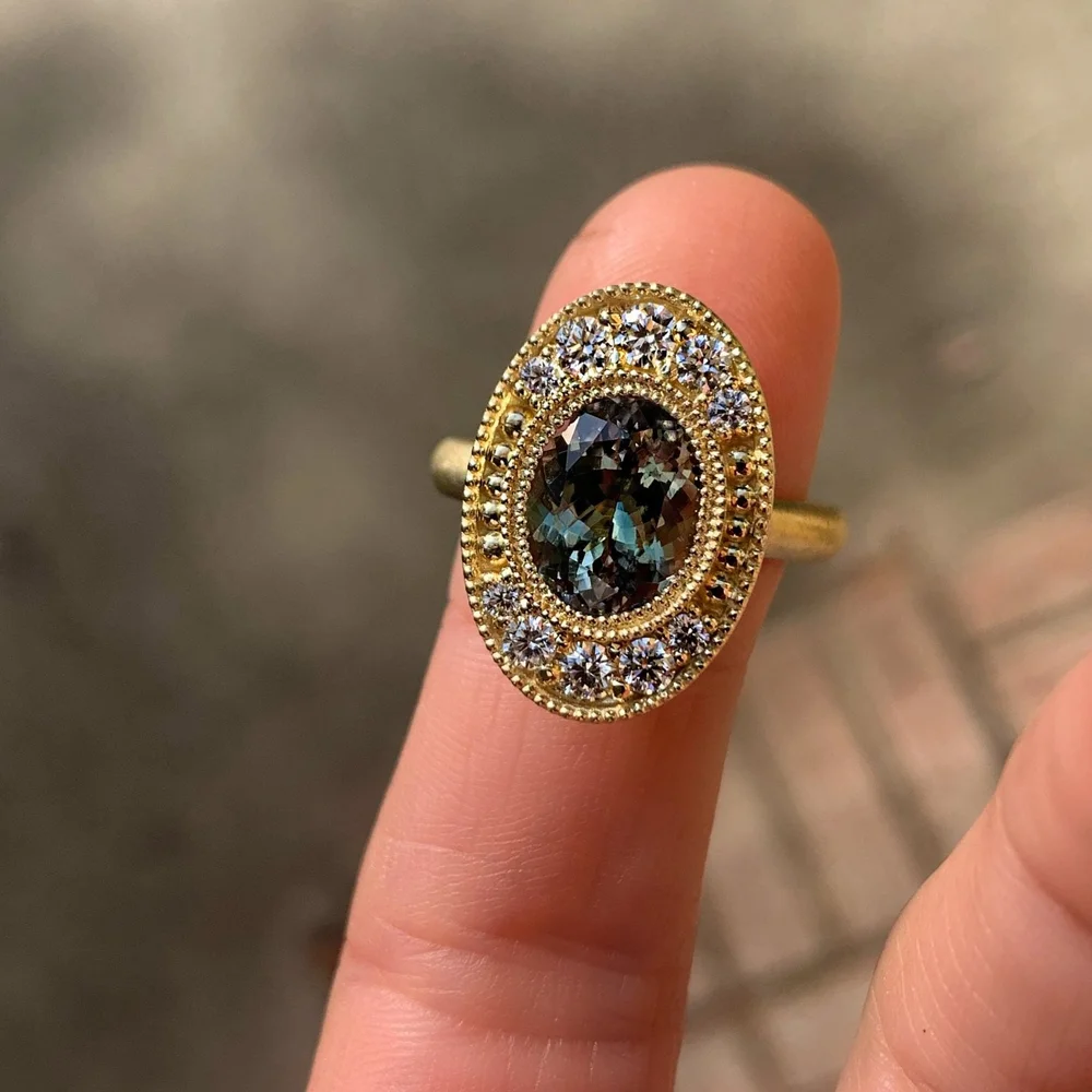 Bicolor Unheated Natural Oval Tanzanite Ring — Quercus Raleigh  