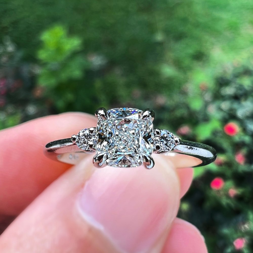 Binnen klassiek droefheid Cushion Cut Diamond Engagement Ring in Platinum — Quercus Raleigh Custom  Engagement Rings