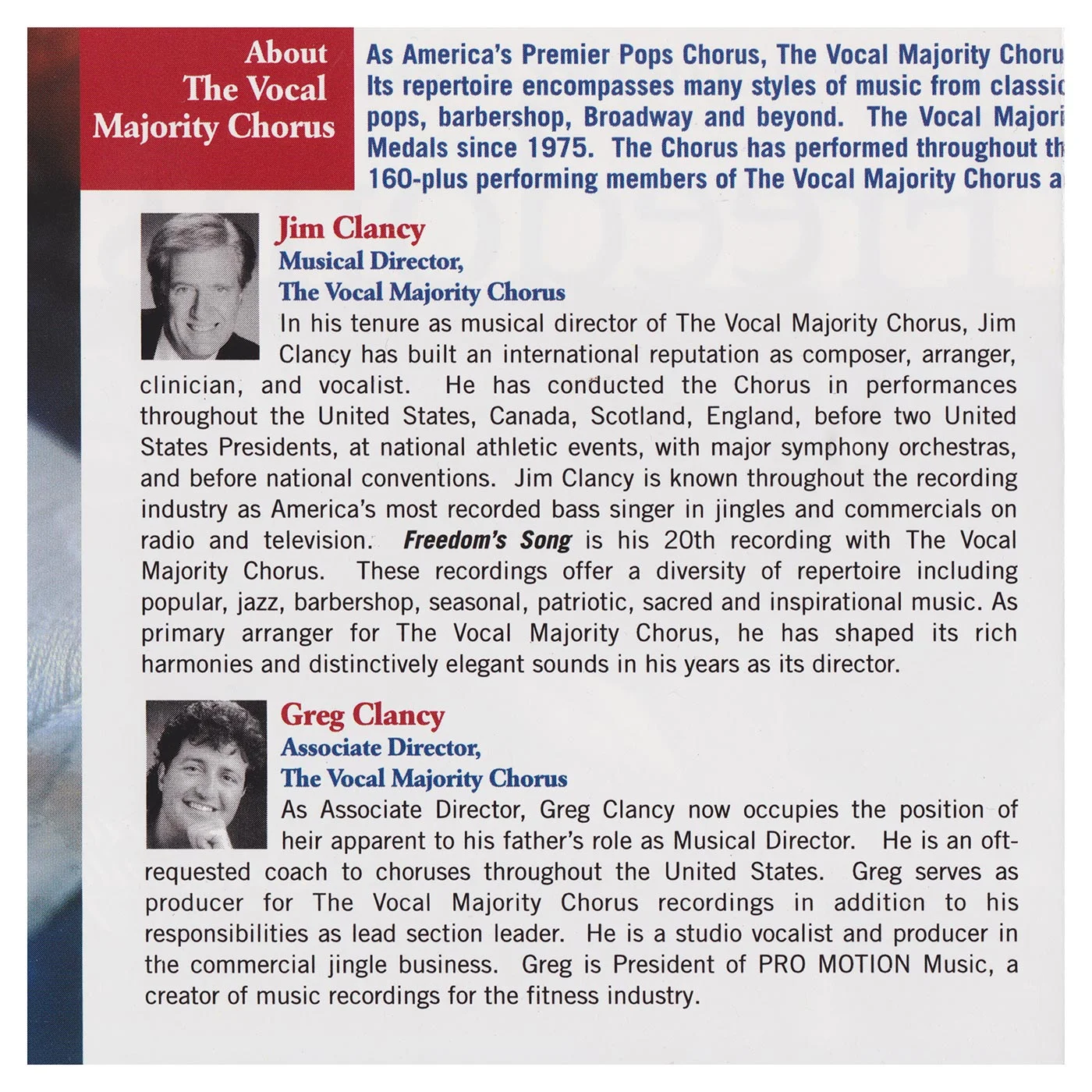 Booklet Inside Left Panel: Freedom's Song