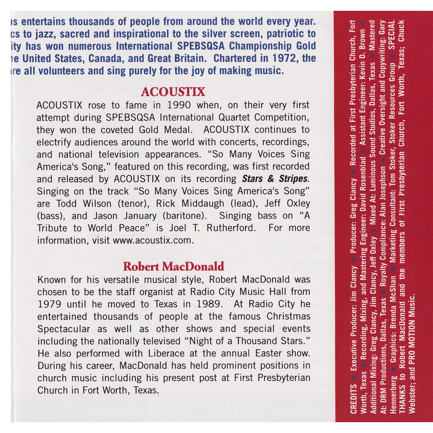 Booklet Inside Middle Panel: Freedom's Song