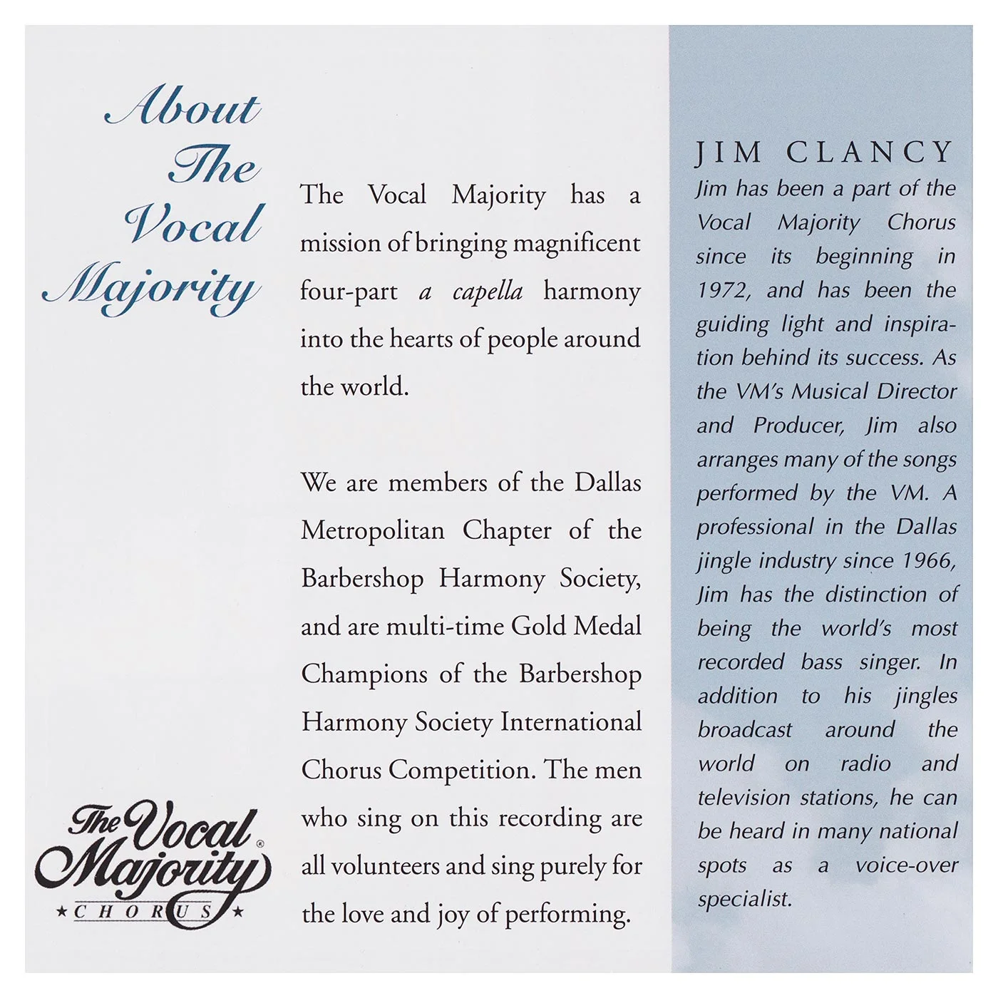 Booklet Inside Left Panel: