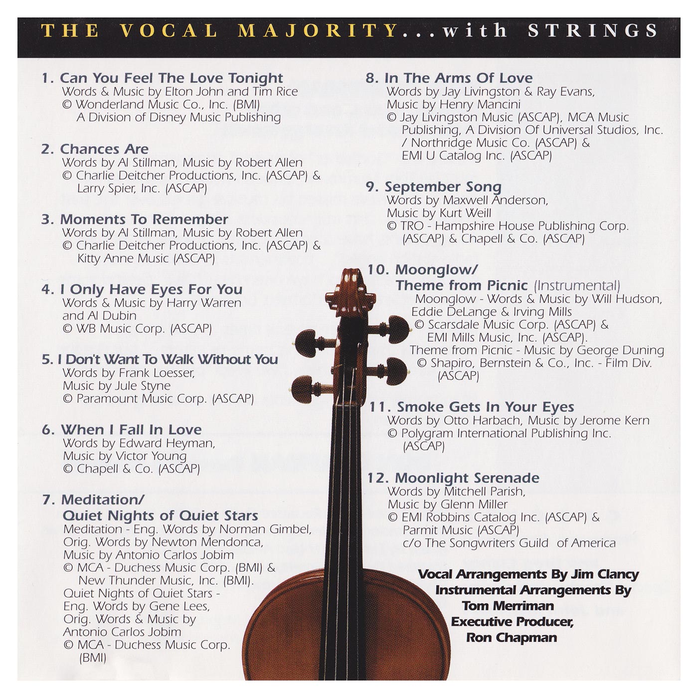 Booklet Outside Back Panel: VM with Strings Vol. 1