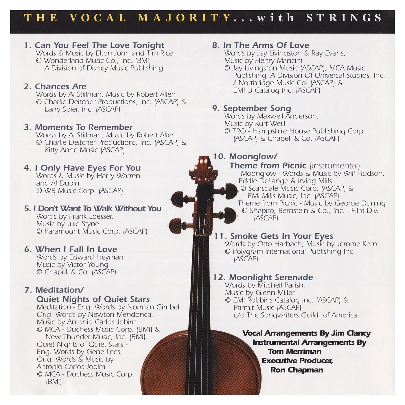 Booklet Outside Back Panel: VM with Strings Vol. 1