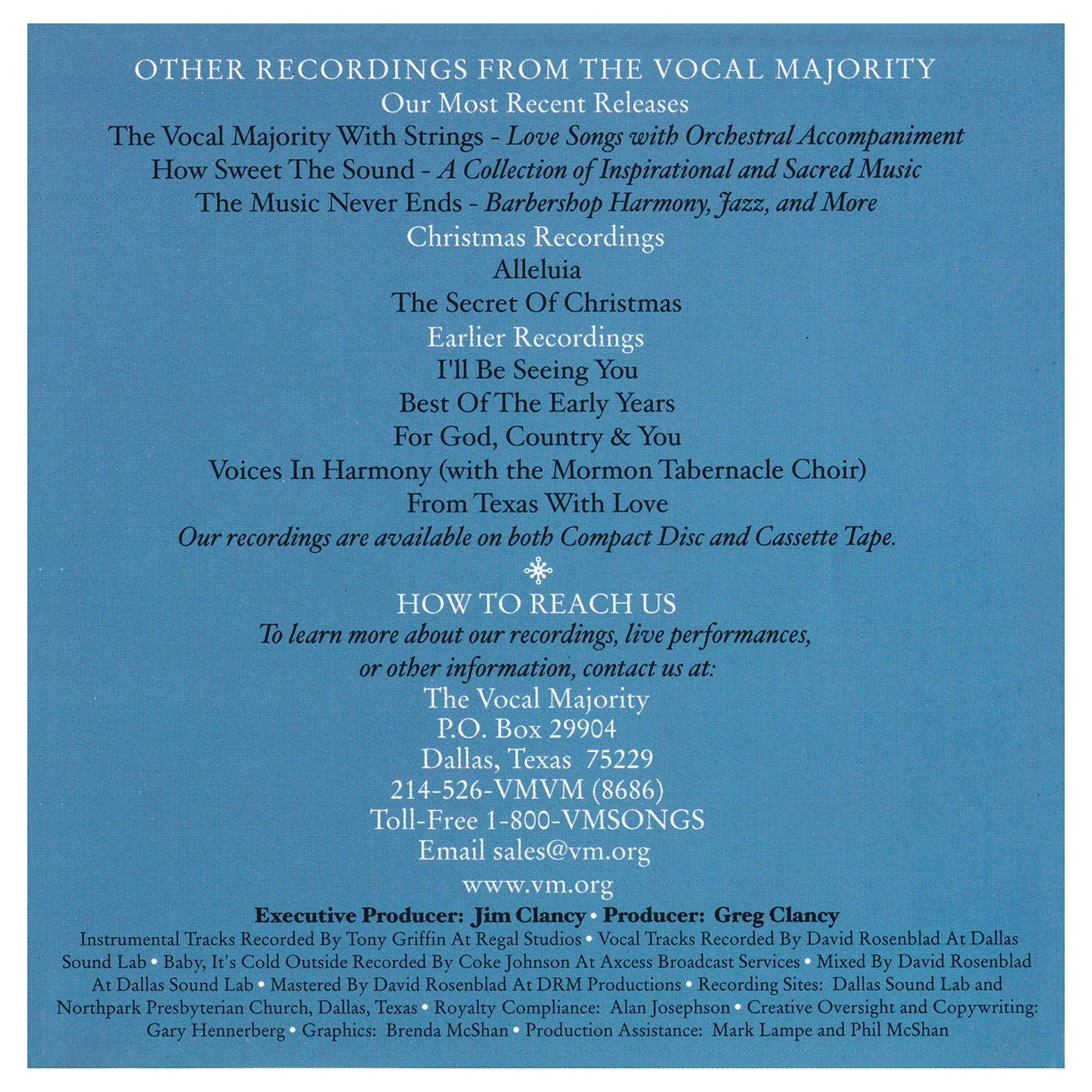 Booklet Inside Right Panel: White Christmas