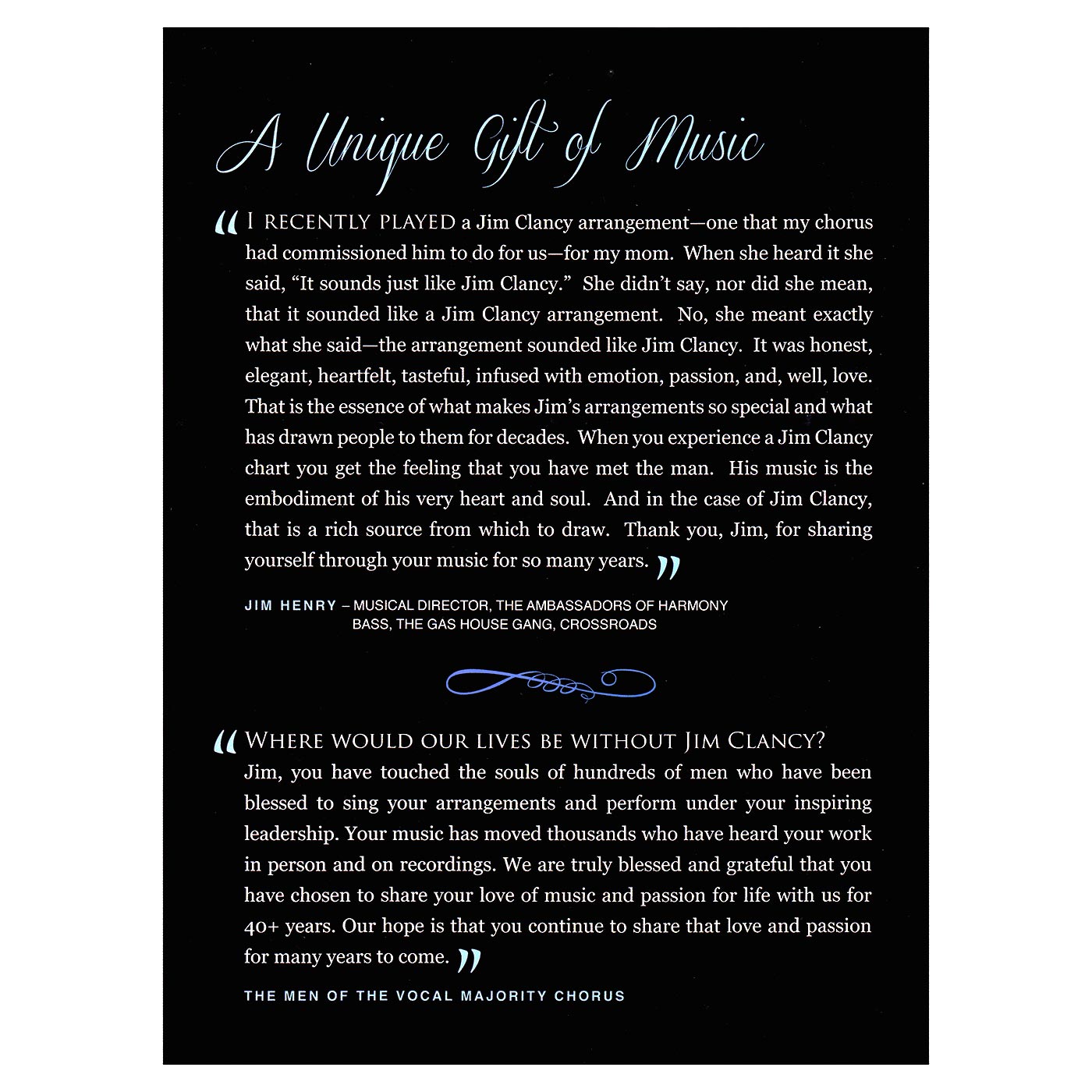 Package Inside Front Cover: Jim Clancy Collection