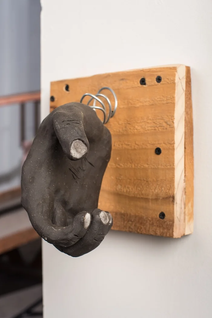  A Little "How do you do?", glazed stoneware, wire, wood, 2017 