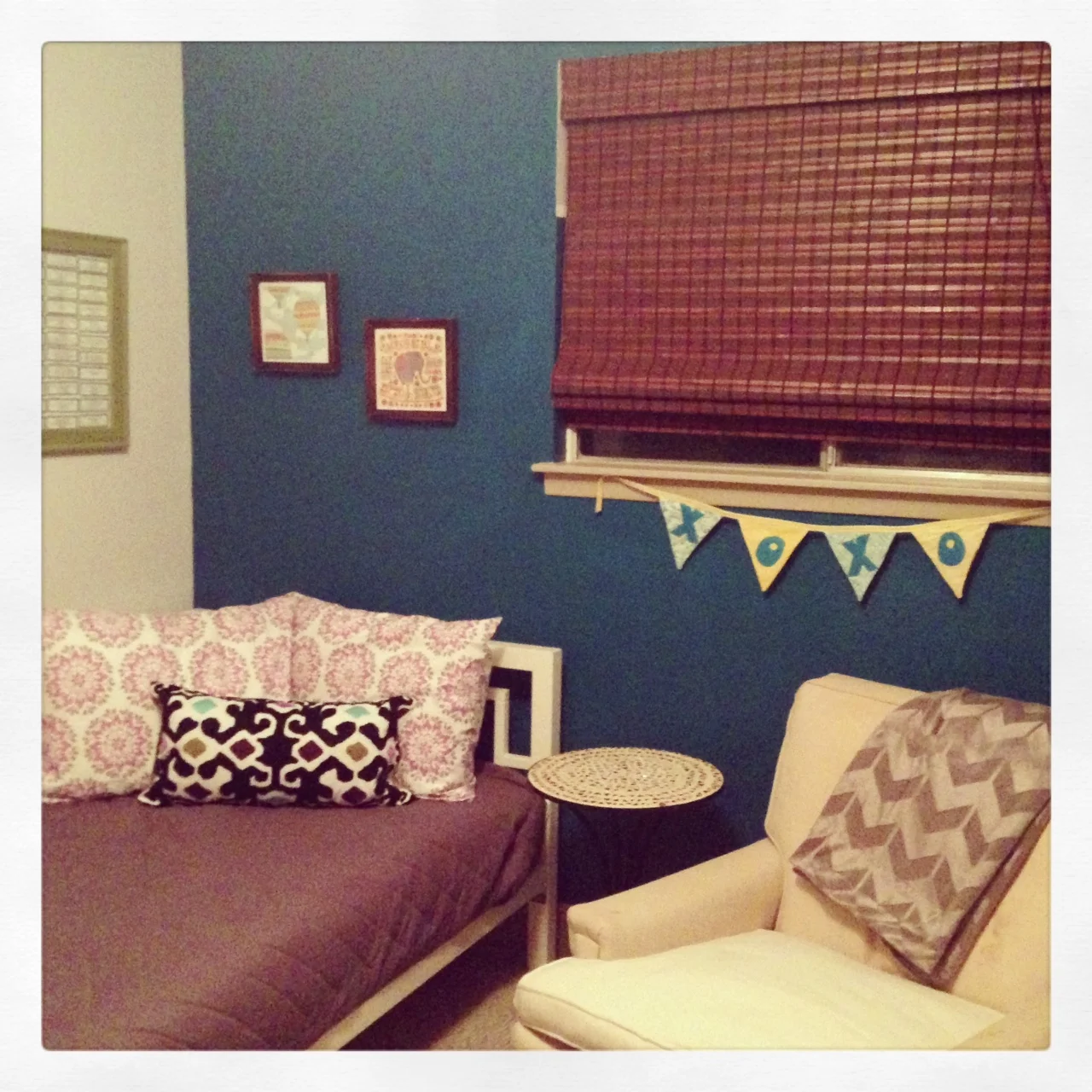 The teal accent wall. And worst iPhone photo (it was nighttime). 