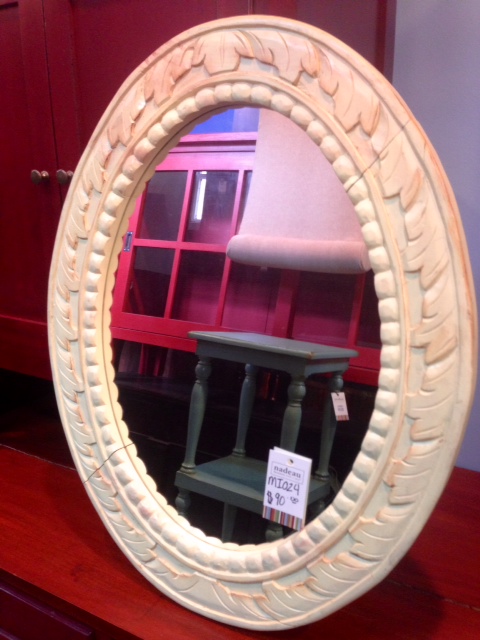 Wooden Oval Mirror, $90 (marked down for a small crack)