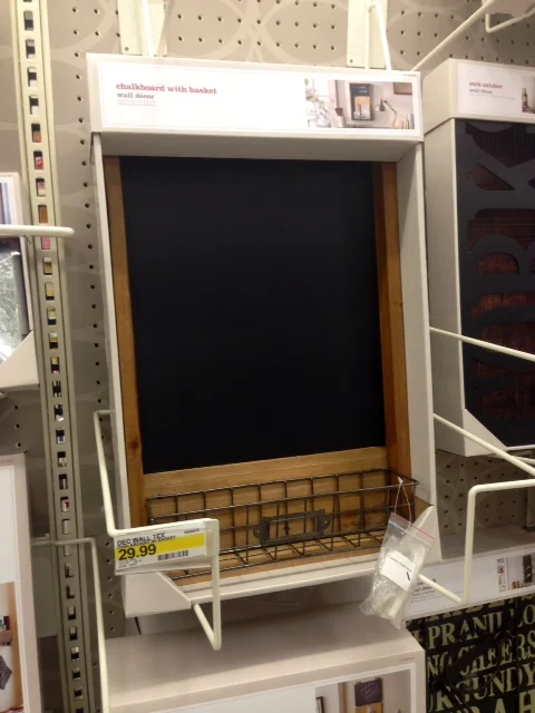 Chalkboard with Basket, $30