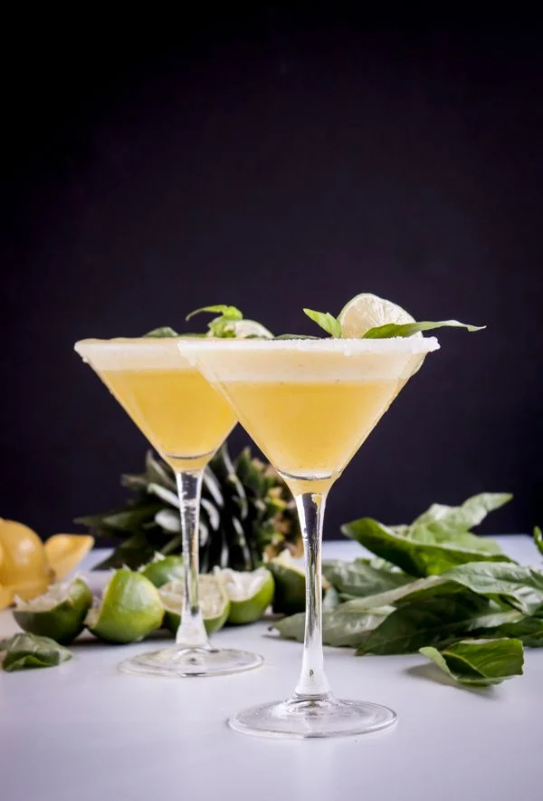 Pineapple Basil Rum Fizz, recipe at Blogging over Thyme