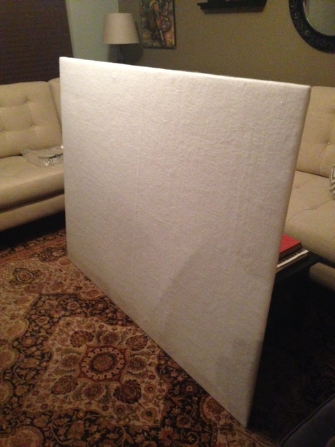 Step Two: Wrap batting around plywood twice for soft spot to lean head.