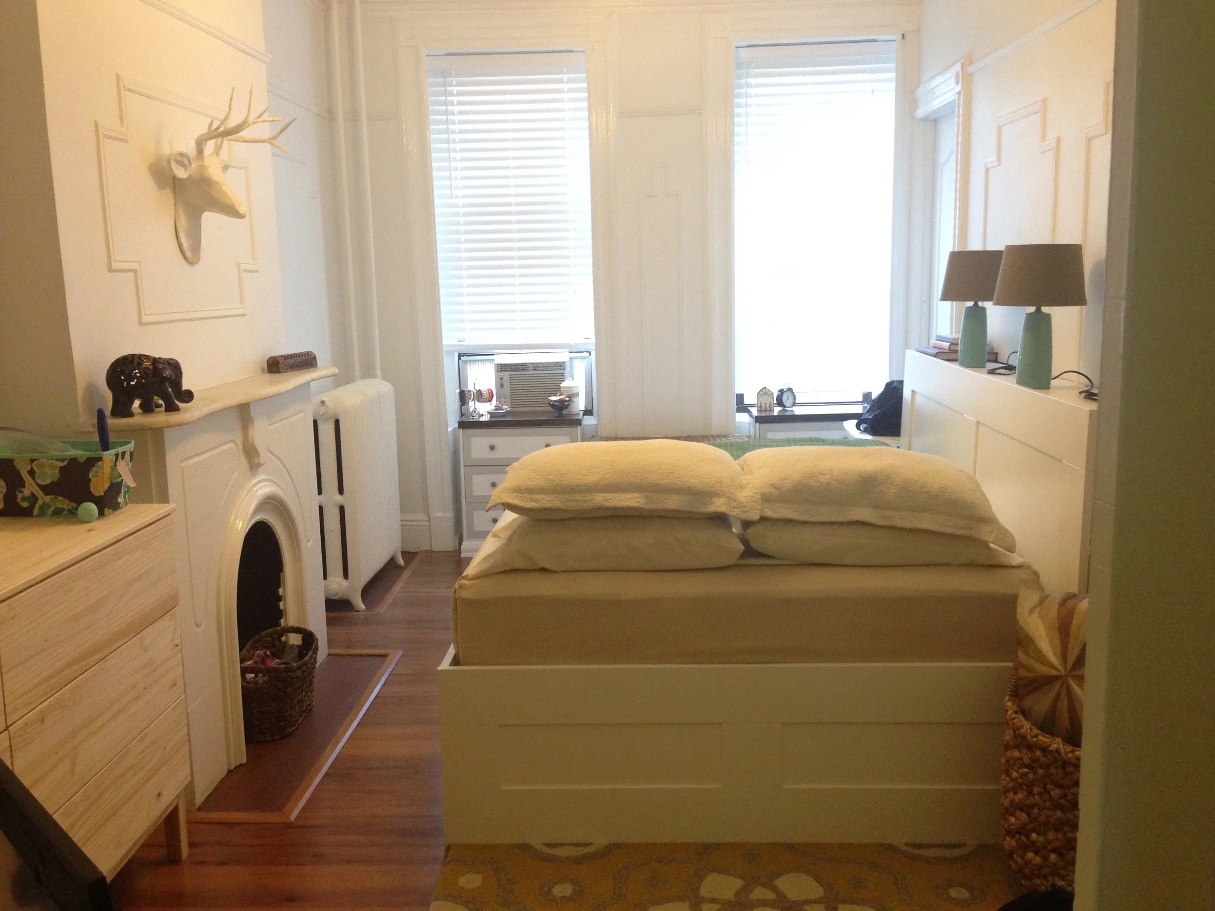 Current state of master bedroom (ignore the unfinished dresser on left side). 