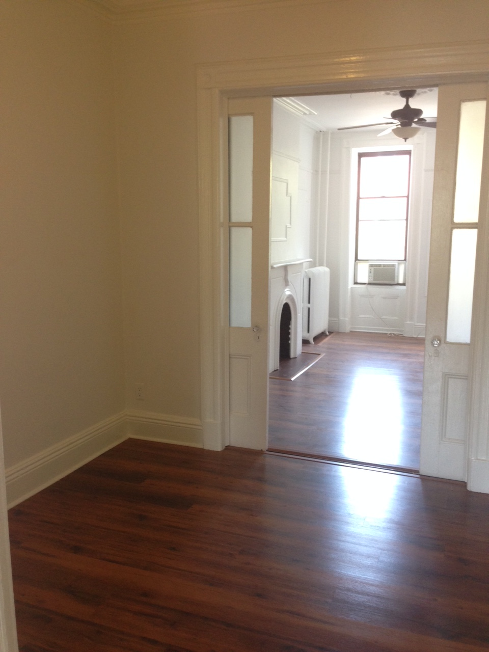 View of our office from living room doorway. French doors lead into master bedroom. 