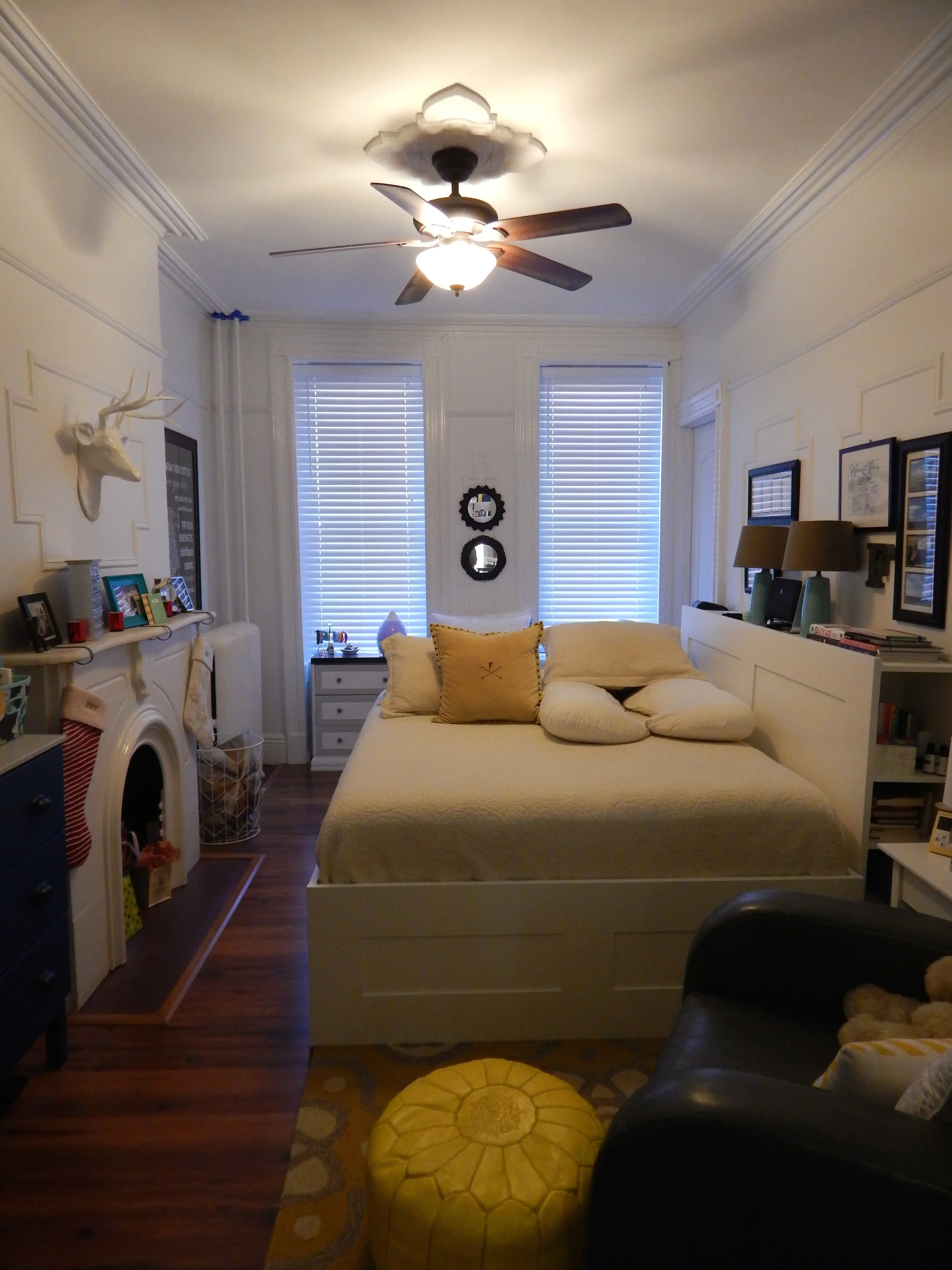 View of the master bedroom from the office. Nursery door is at back right corner. 