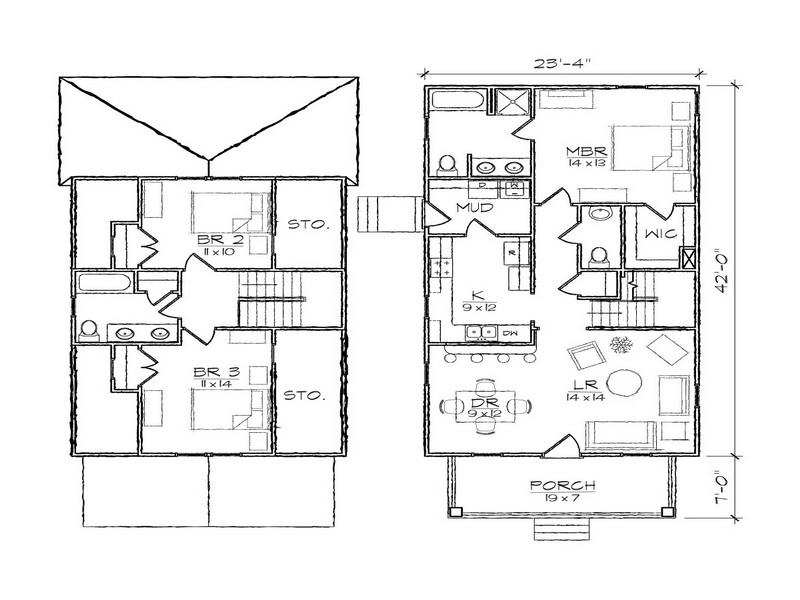 Two-Story Small House Floor Plan by Dehouss