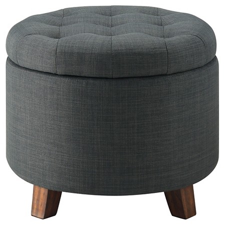 Tufted Storage Ottoman in Charcoal (Available in Other Colors)