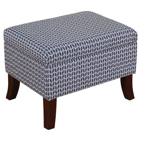 Flared Leg Storage Ottoman in Blue Print (Available in Other Color)