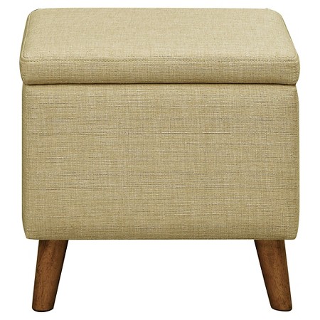Paramus Mid Century Storage Ottoman in Oatmeal Heather