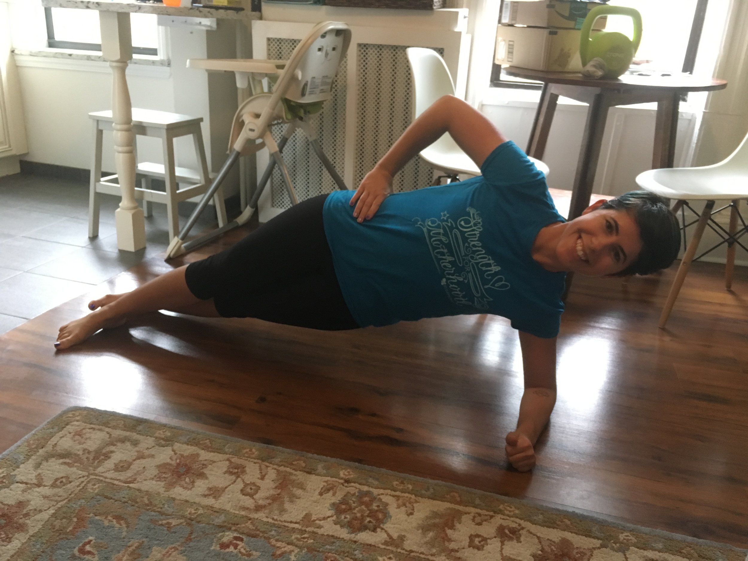 Living Room workout - not where I teach Stroller Strides :-)