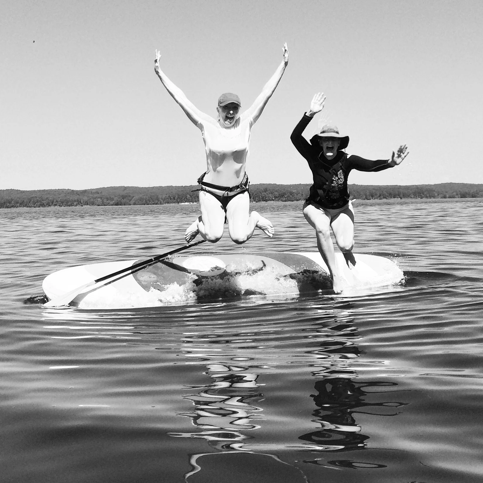 BFF tandem SUP shenanigans!   circa 2015