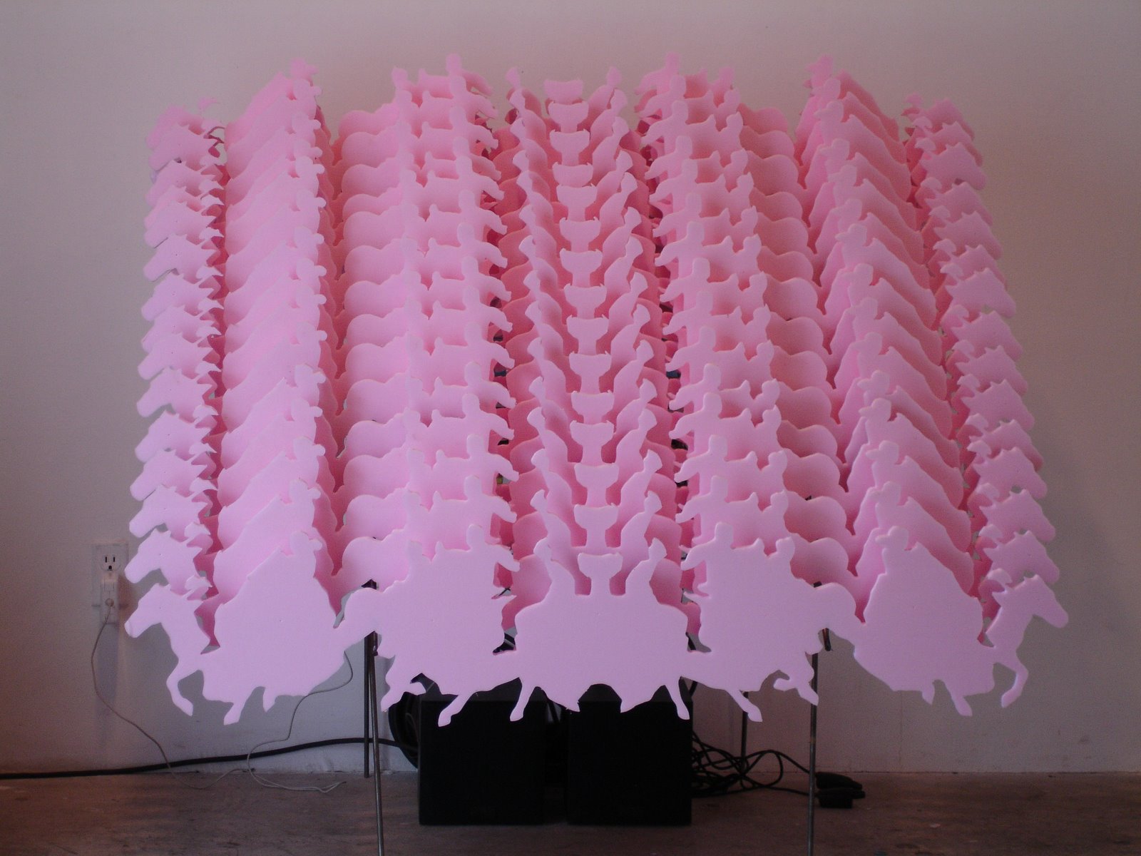Model for the Monument for the Over Pink Mountain, 2007, steel, electronics, sound, pink construction foam