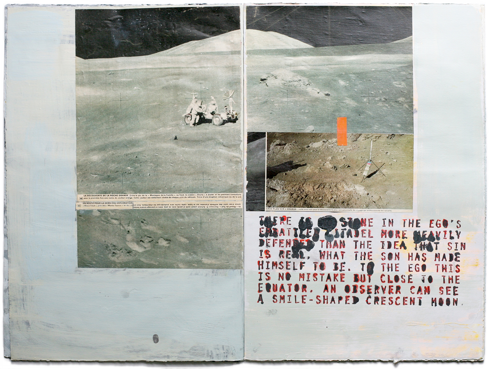 Moon Atlas handmade, handbound book, mixed media, oil on paper