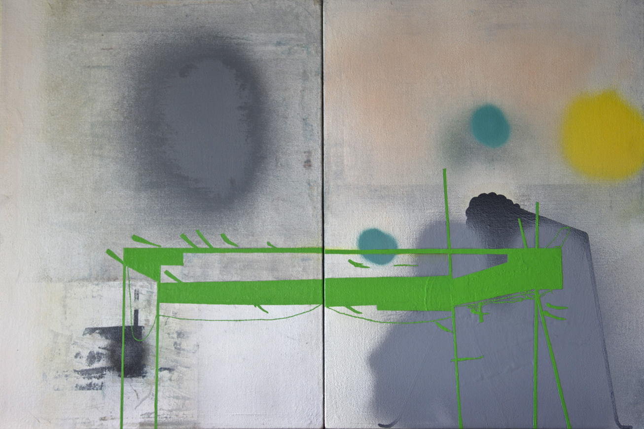 Brady Haston, Green Structure 2013, oil on panel