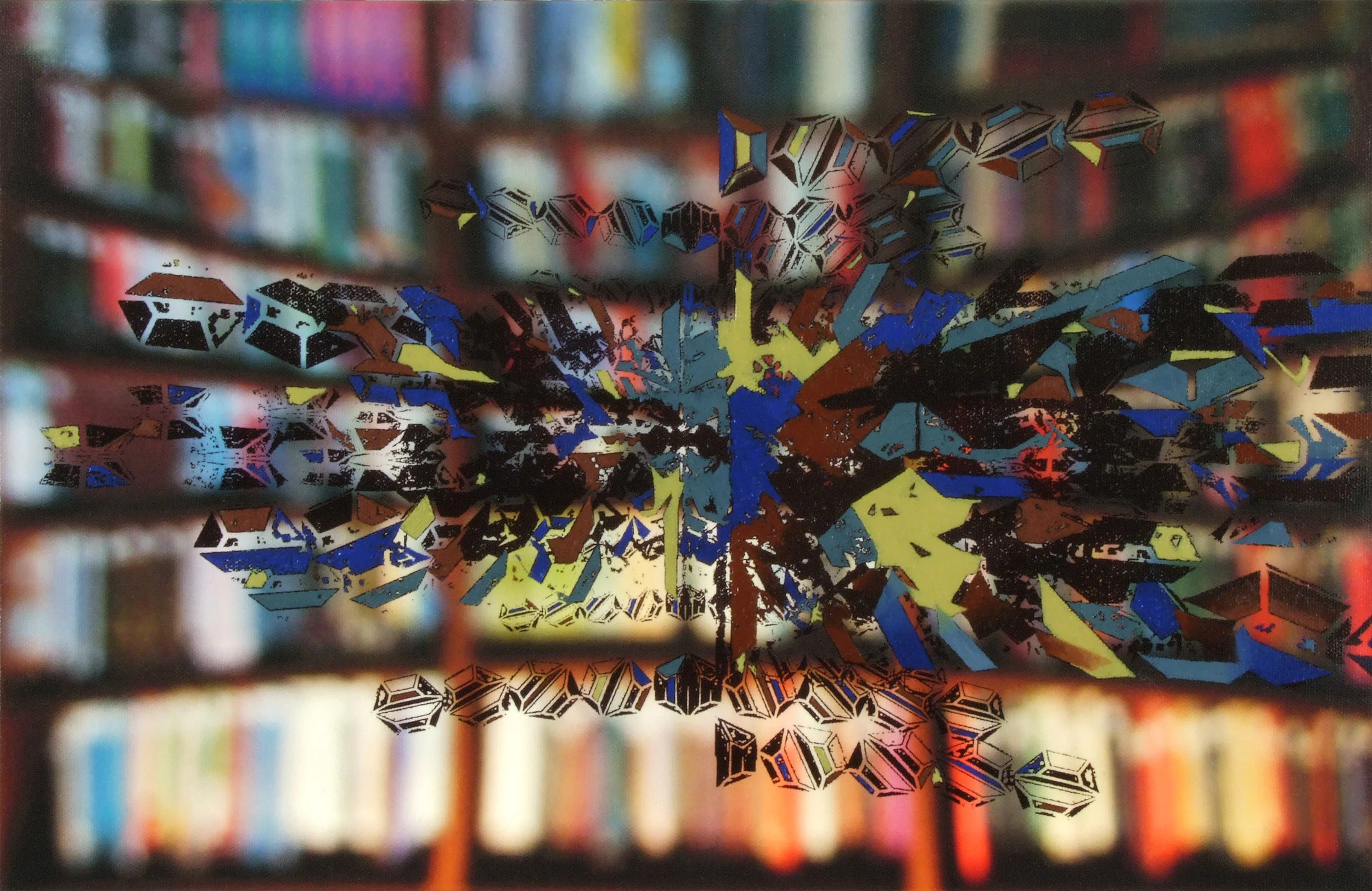 Hans Schmitt-Matzen, Tangent 12 2013, oil on archival digital print on canvas, cast aluminum