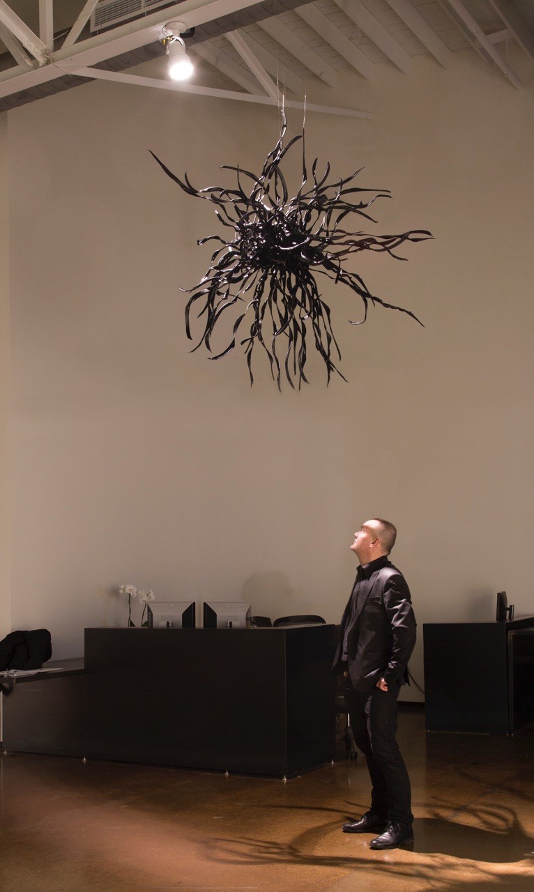 Installation, Dark Star, black record vinyl, 6'x6'x6', 2014