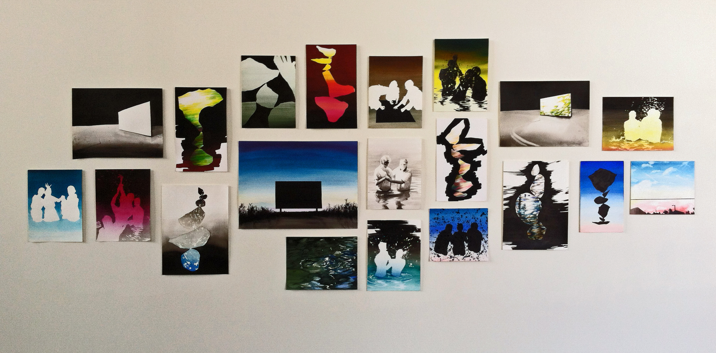 Studio Wall, 2014, oil on paper, sizes vary